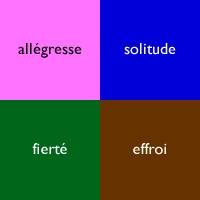 allégresse, solitude, fierté, effroi